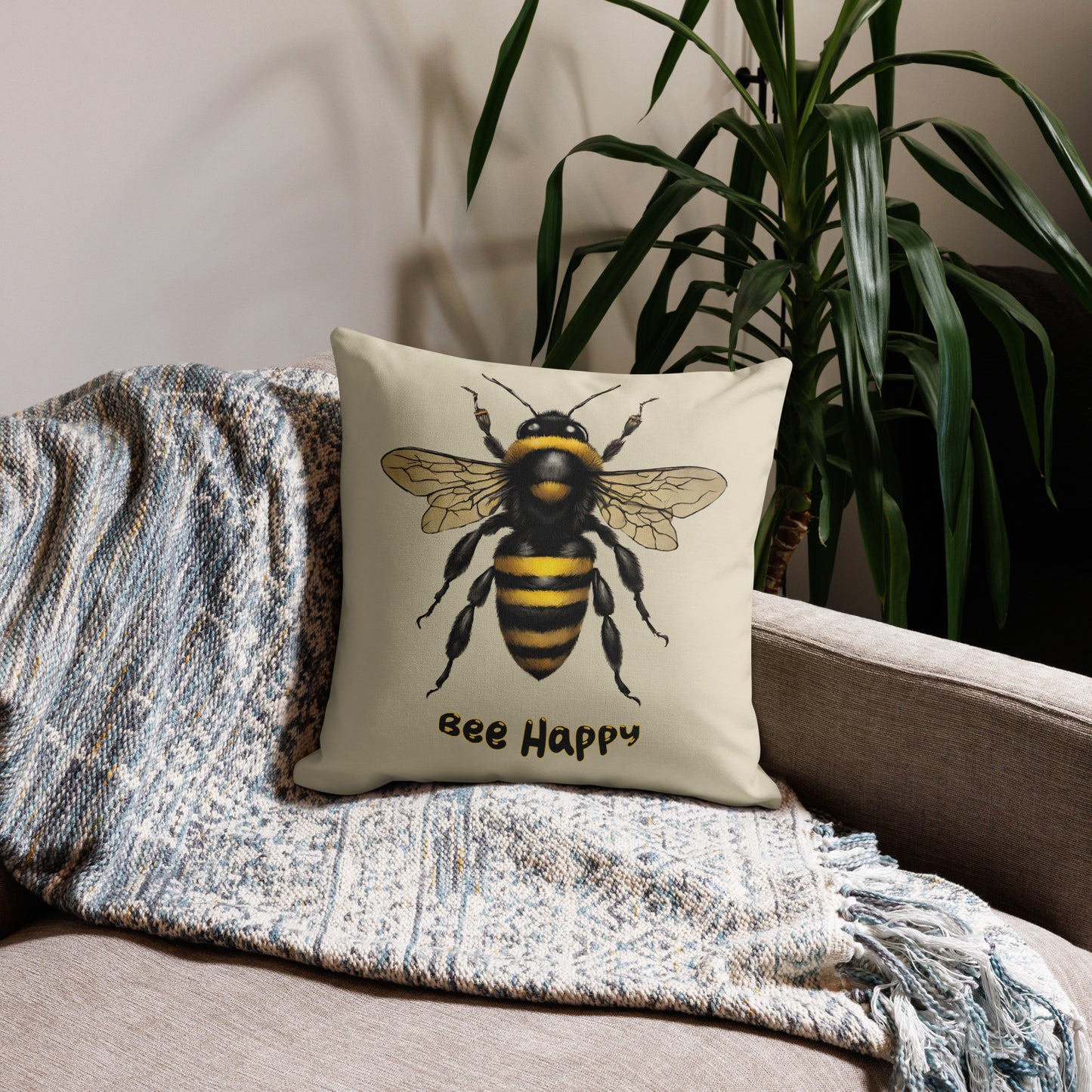 Bee Happy Premium Cushion Case Warm