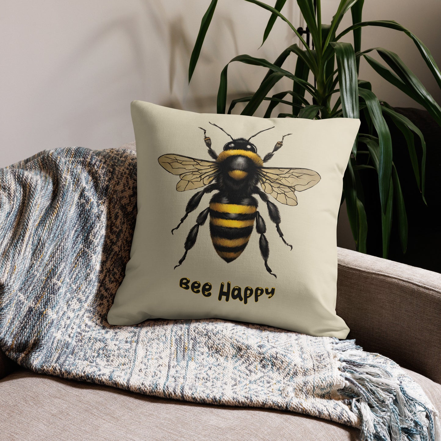 Bee Happy Premium Cushion Case Warm